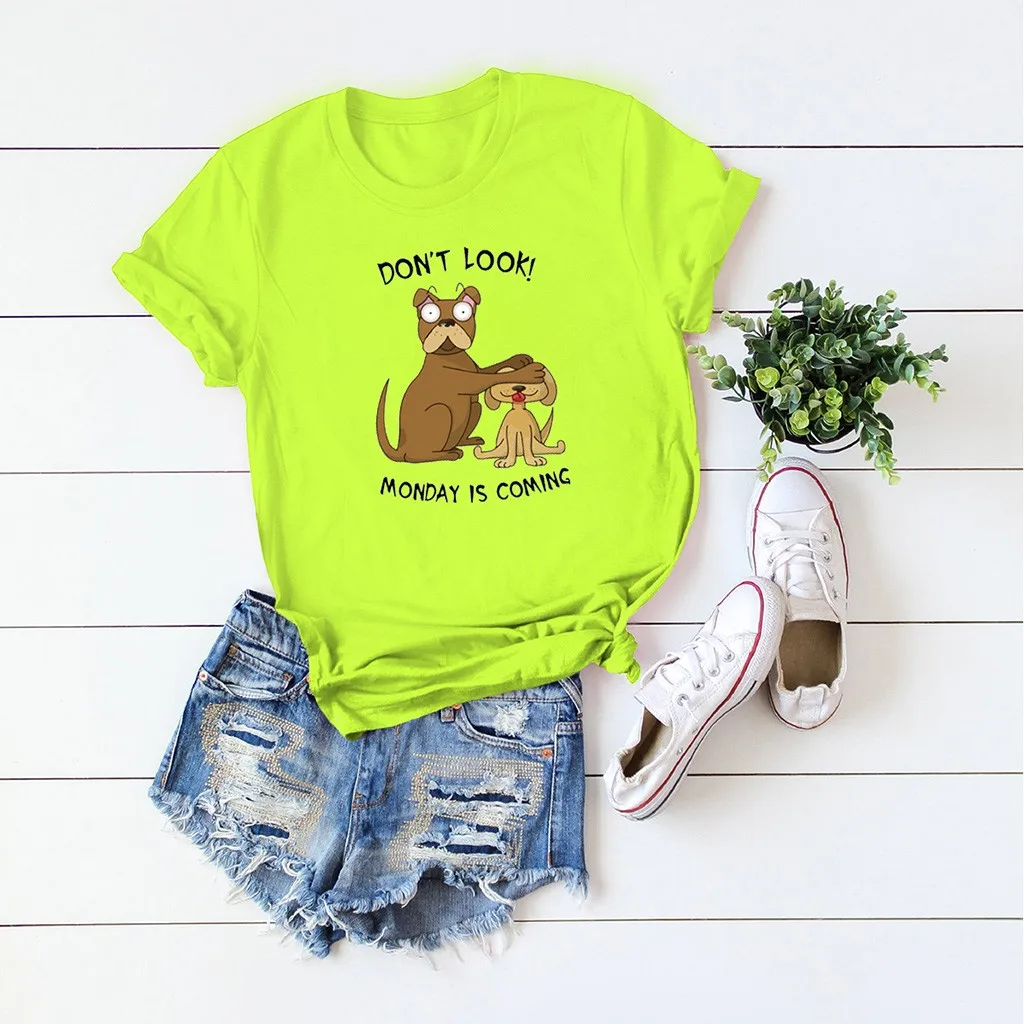 Новые модные рубашки для женщин в стиле Харадзюку летние топы с круглым вырезом и