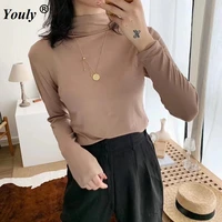 multicolor womens soild turtleneck soft thin tops autumn warm jumpers ladies pullover bottoming shirt turtleneck t shirt tees