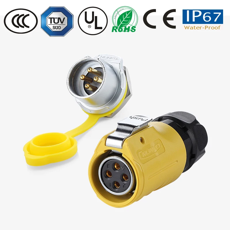 Водонепроницаемый соединитель проводник Кабельный разъем M20 4 Pin 20A
