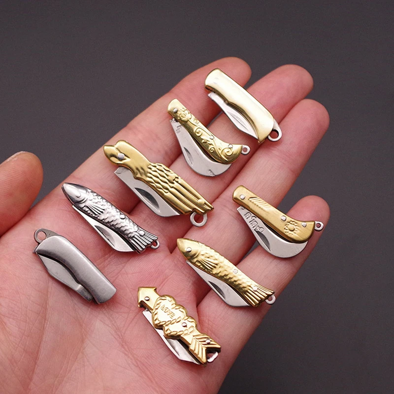 Mini Pocket Knife Folding Brass Keychain Pendant Cleaver Blade Cutter Tool Gift | Украшения и аксессуары