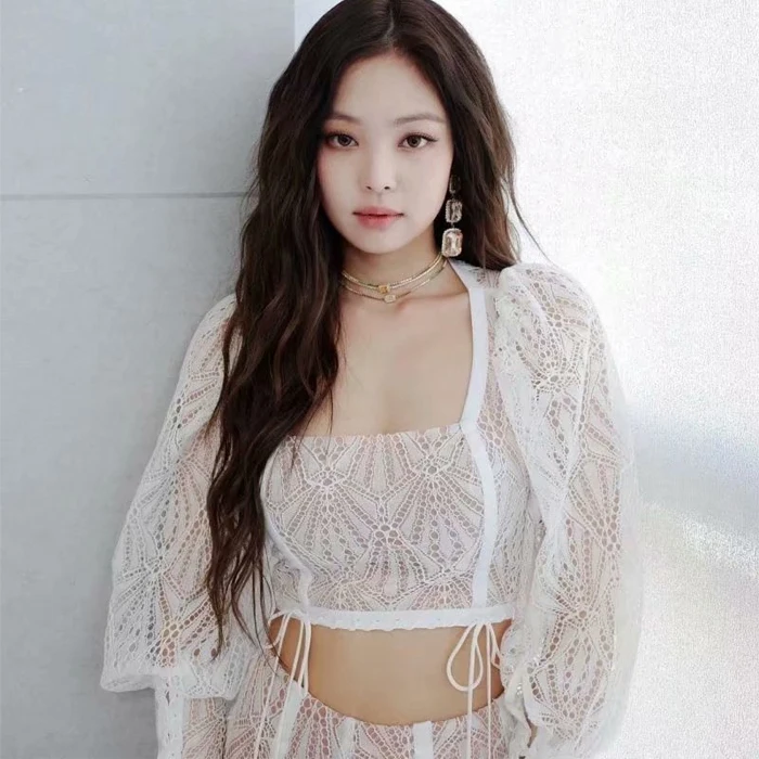 Kpop Blackpink Дженни же Лето Юбка с высокой талией, сексуальные кружевные рубашки с квадратным воротником женские корейские короткие открытые Женские топы и блузки