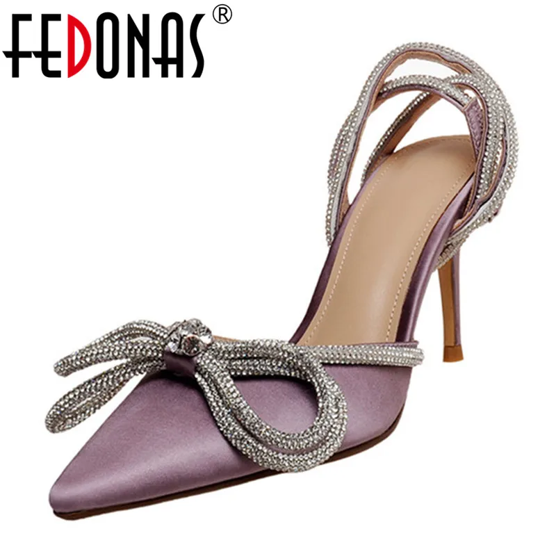 

FEDONAS Элегантные Высокие ботинки на каблуках для женщин Бабочка туфли с бантом и с узкими носками, Bucklr женская обувь свадебные, для танцеваль...