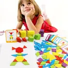 Лидер продаж, 155 шт., креативная деревянная доска-пазл геометрической формы, красочные детские развивающие игрушки Монтессори, Детская обучающая игрушка