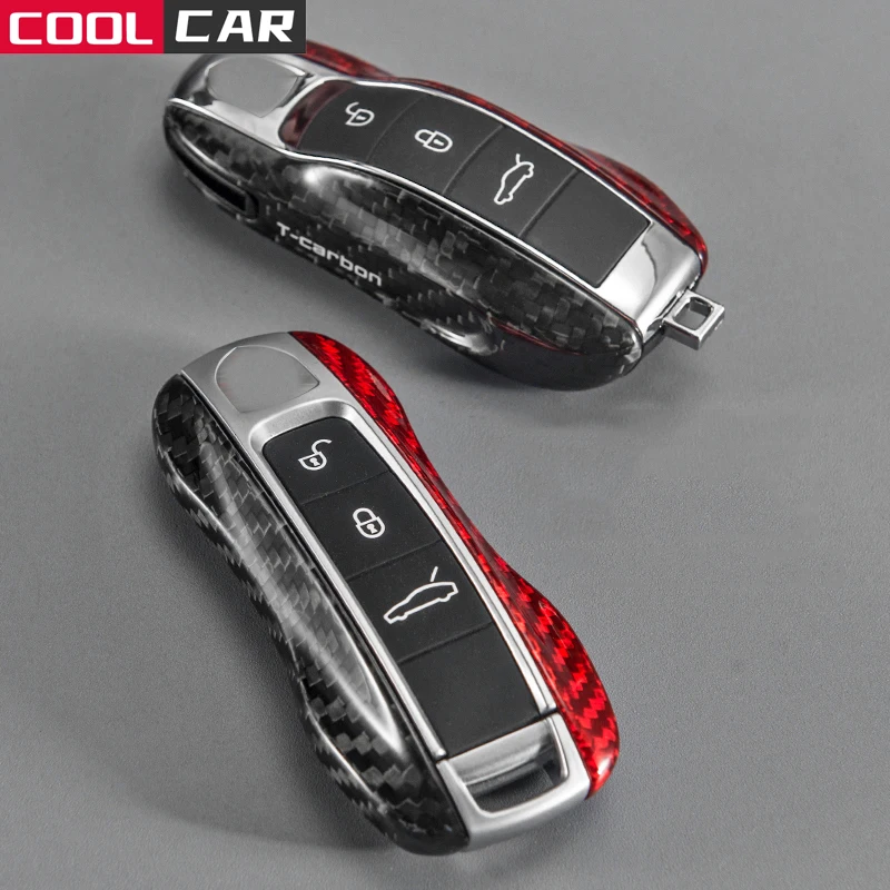 

Dry Carbon Fiber Car Key Case Cover for Porsche Panamera Cayenne Macan 718 911 Boxster Key Case Side Shell Cap Car Accessories
