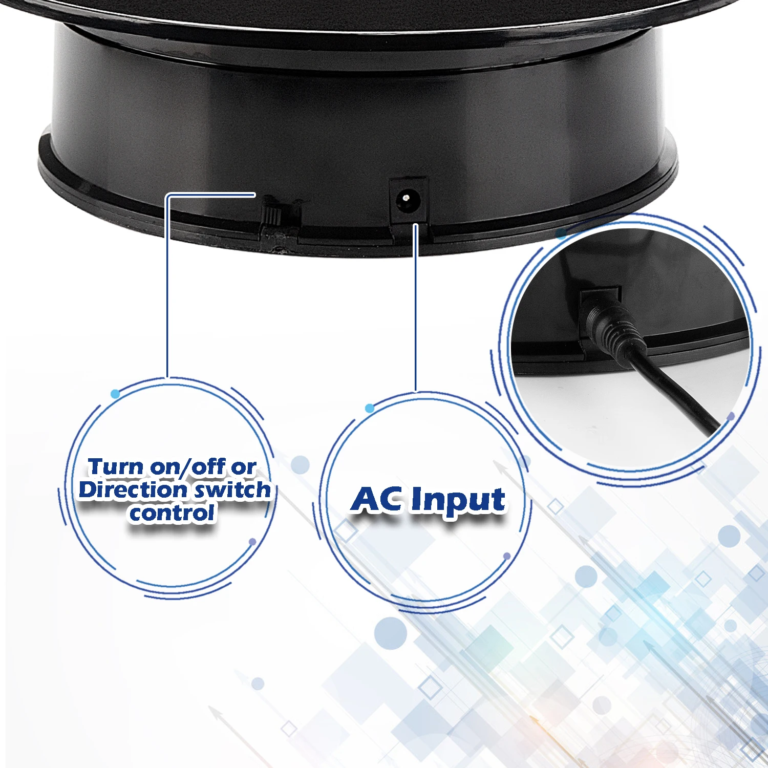 8-дюймовый черный бархатный топ моторизованный вращающийся дисплей Вращающийся