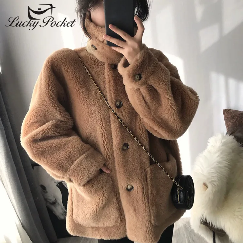 

Women Autumn Winter Solid Color New Fashion Lamb Wool Fur Leather Female Loose Casual Elegant Warm Coat Ladies Brand Coats ML793