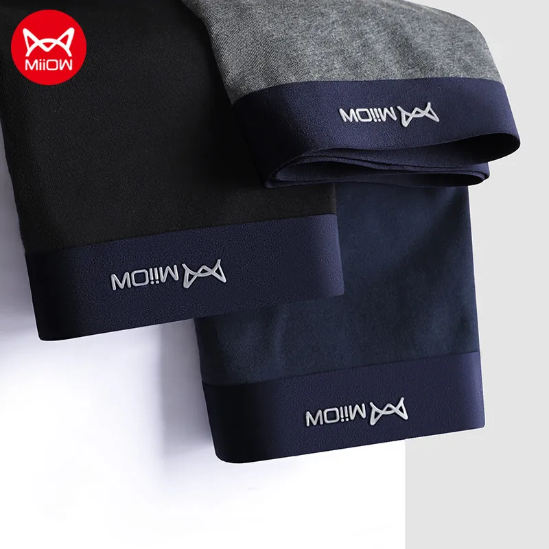 

MiiOW Original Men's Cotton Underwear Solid Color Boxer Shorts Seamless Antibacterial Man Panties Soft Breathable Boxeres 3pcs