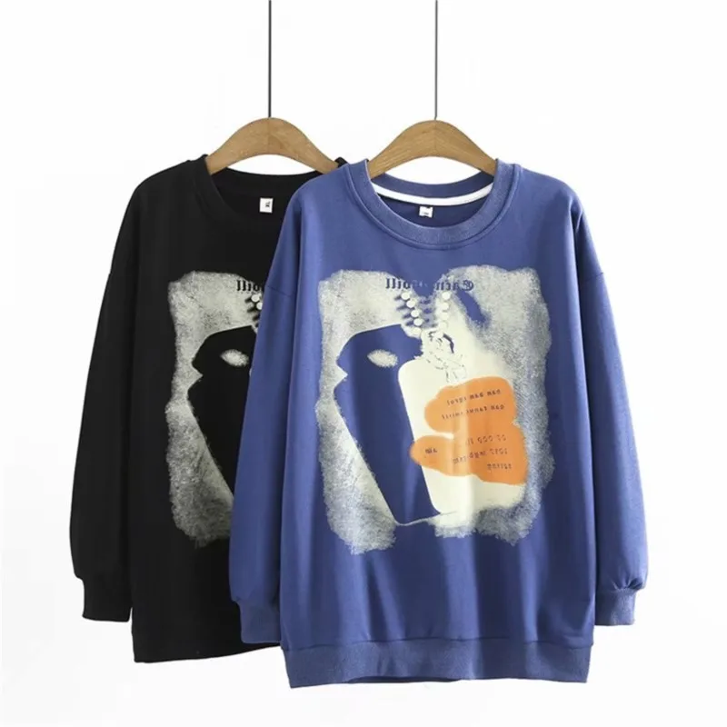 

Autumn Winter Plus Size Hoodies Women Clothes 2021 Fashion Sweatshirts Drop Shoulder Sleeve Before And After Printing Tops