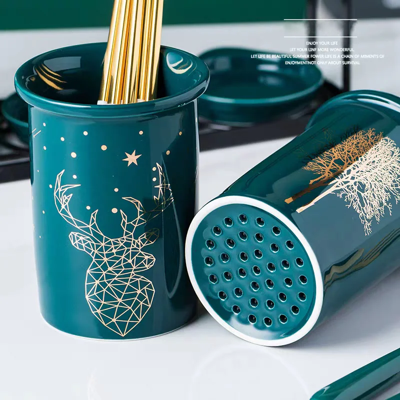 

Tableware-Holder Racks Spoon Chopsticks Tube Storage-Box Ceramic Kitchen Fork Bucket-Knife