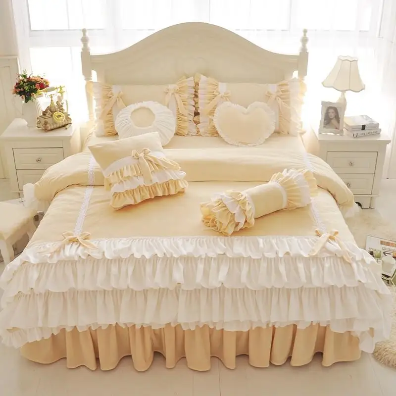 

Комплект постельного белья из плотного флиса в Корейском стиле для девочек, Комплект постельного белья для King, Queen, Twin, розового, желтого, фио...