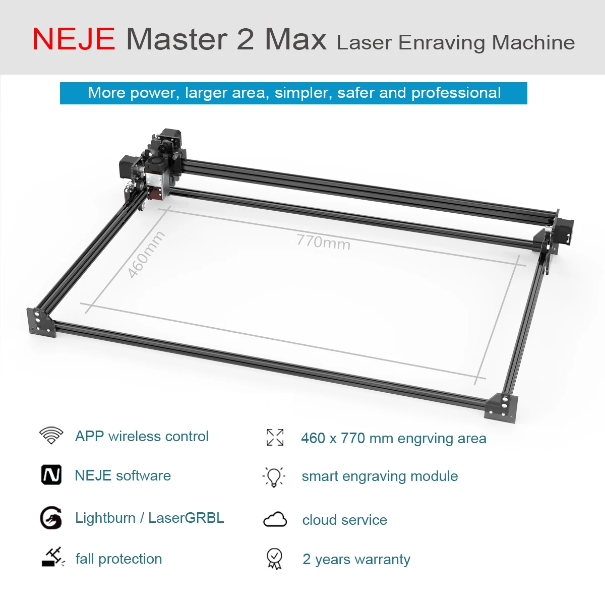 

NEJE Master 2 Max Laser Engraver Machine Laser Cutter Large Worksize 460×770mm CNC Router with 30W Focusable Laser Head