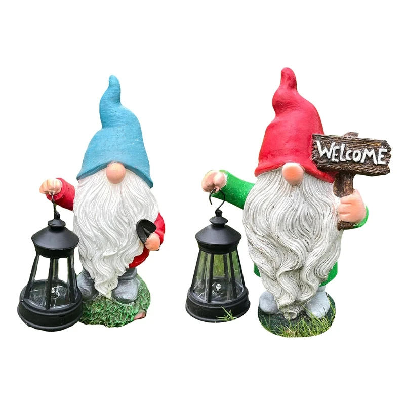 

Solar Glowing Garden Gnome Statue Garden Ornament Lighted Sculpture Cute Cartoon N0PA