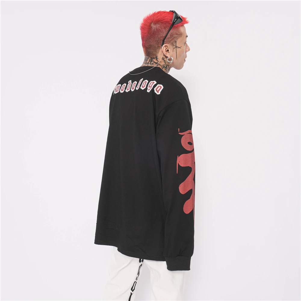 

UNCLEDONJM Graphic tees Hip Hop Long sleeve t shirt oversized t shirt Streetwear Tshirt Harajuku Summer Cotton Tops Tees LSD12