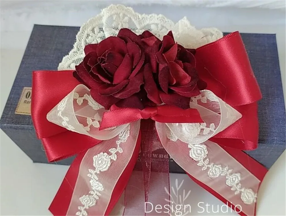 Заколка для волос в готическом стиле кружевная черная шляпка с бантом заколка