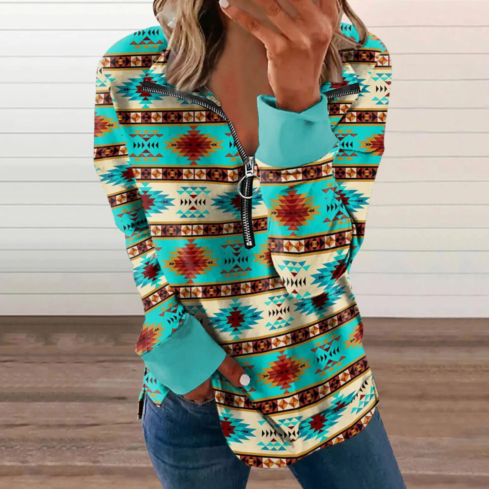 

Casual Autumn Women Ethnic Style Sweatshirt Loose Long-Sleeve Print Spring Elegant Ladies Street Pullover Tops Vetement Femme