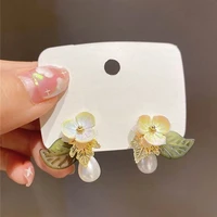 baroque pearls shells petals earrings south korean style fashionable elegant geometric earrings girl accessories wholesale