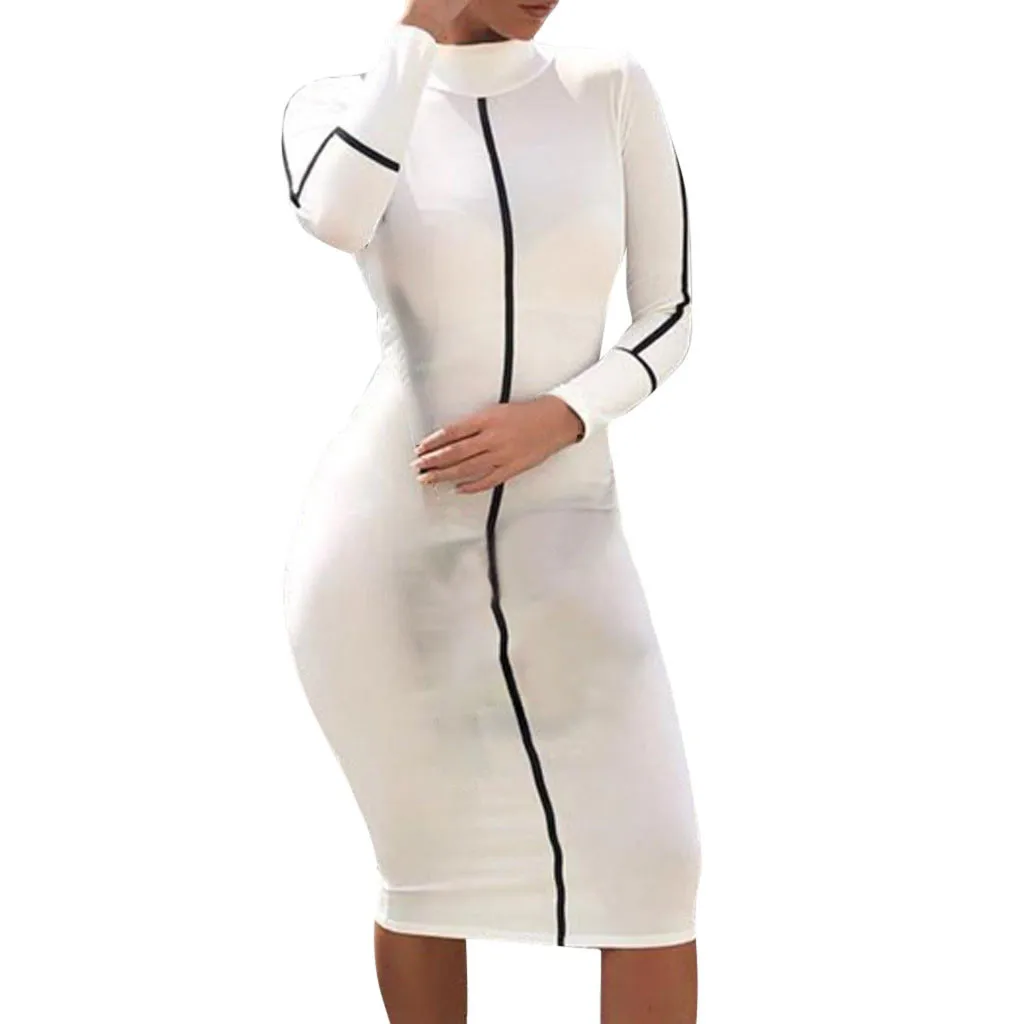 Облегающие вечерние платья с длинным рукавом стрейчевое платье со стоячим