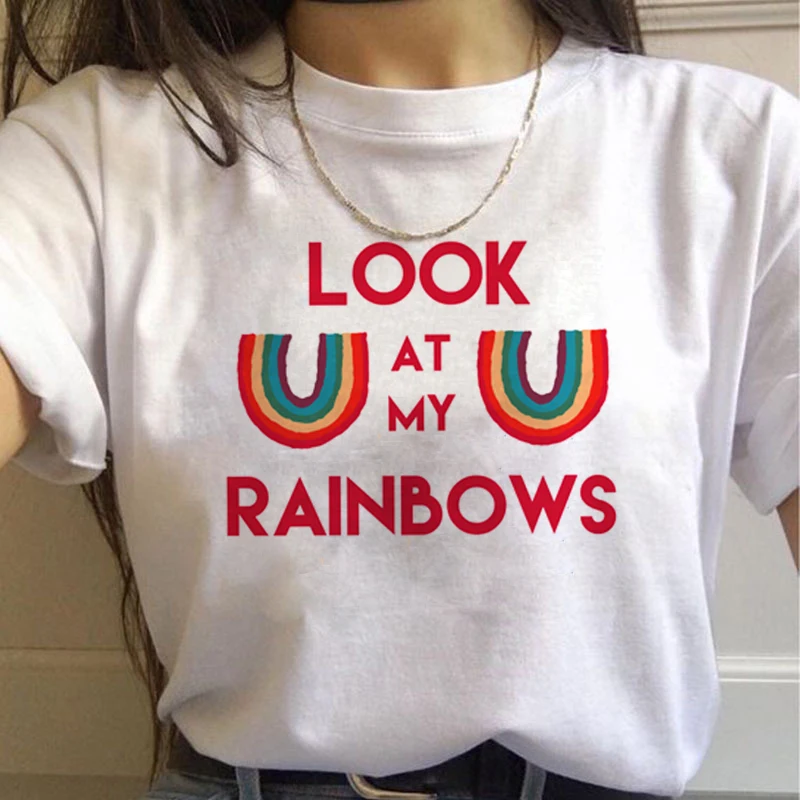 Футболка женская Радужная в стиле Харадзюку милая рубашка Корейском 90 х годов