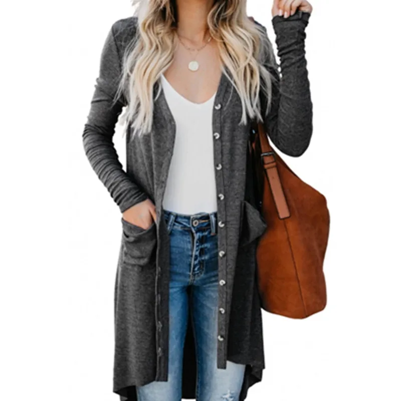 

Модный зимний женский вязаный свитер, кардиган с капюшоном для девочек, длинное бархатное пальто с длинным рукавом, женское однотонное повс...