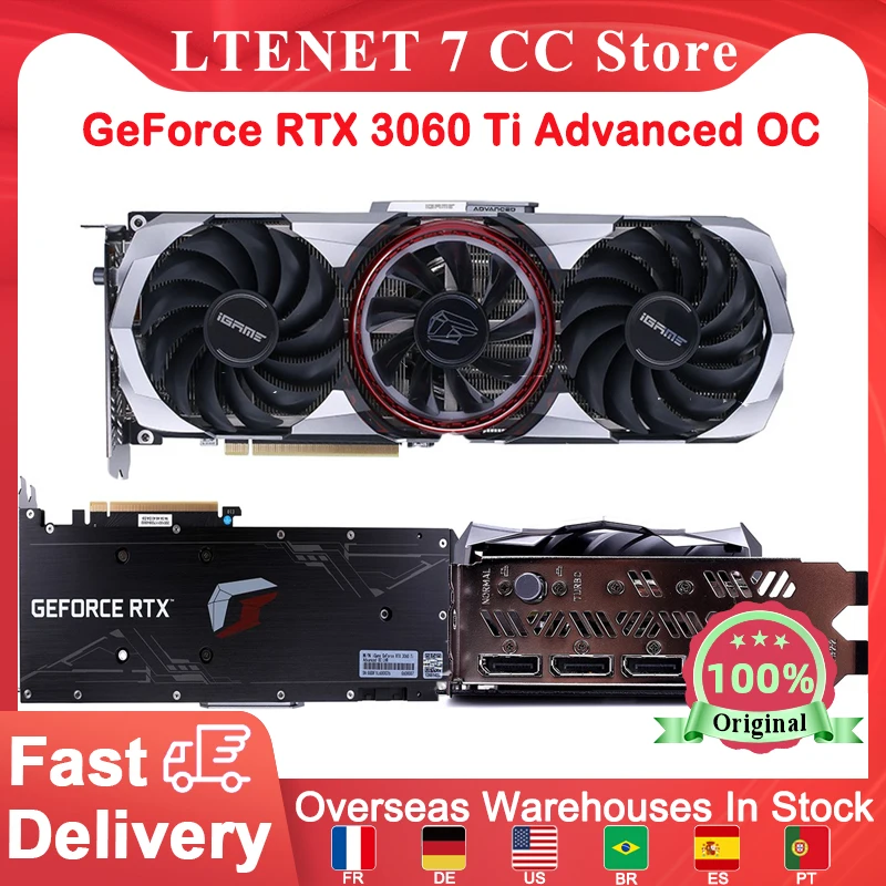 

Colorful Graphics Card IGame GeForce RTX 3060 Ti Advanced OC LHR8GB GDDR6 Gaming Video Card For Desktop Computer