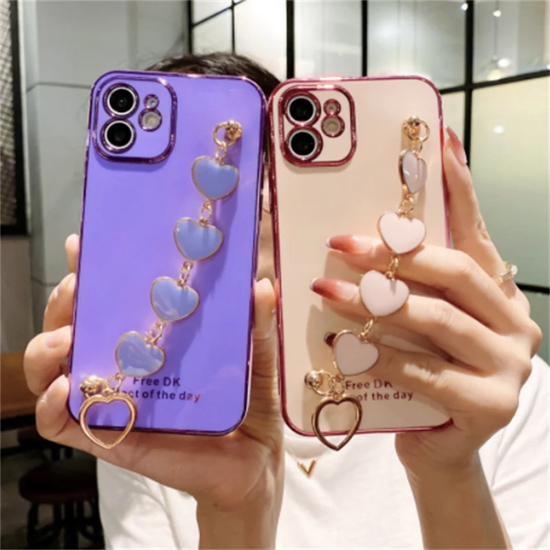 

Love Bracelet Pure Color Phone Case For Samsung Galaxy A12 A22 A32 4G A82 5G Soft Cover For Samsung A52 A52S A72 M62 F62