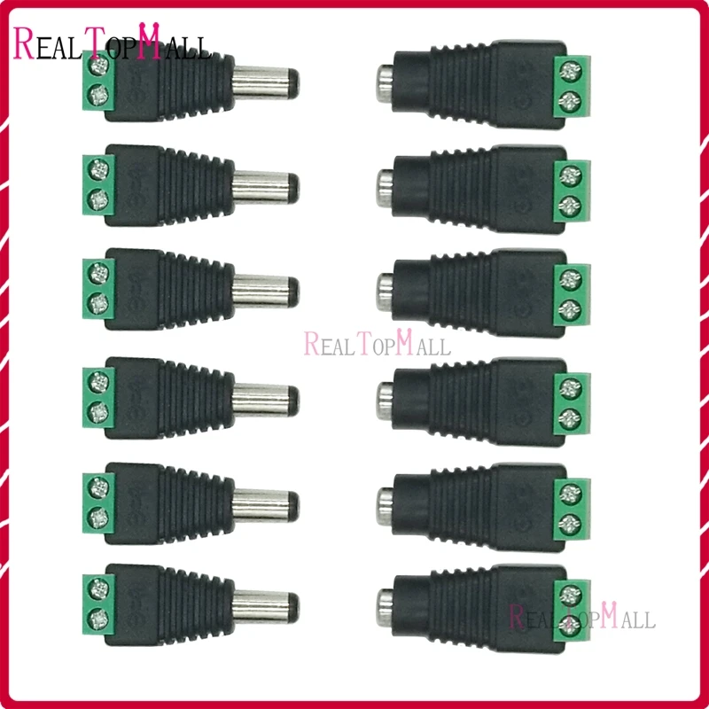 100pcs/pack Female DC Power Adapter Plug 5.5mm x 2.1mm Male Connector easy For CCTV Camera  LED Strips