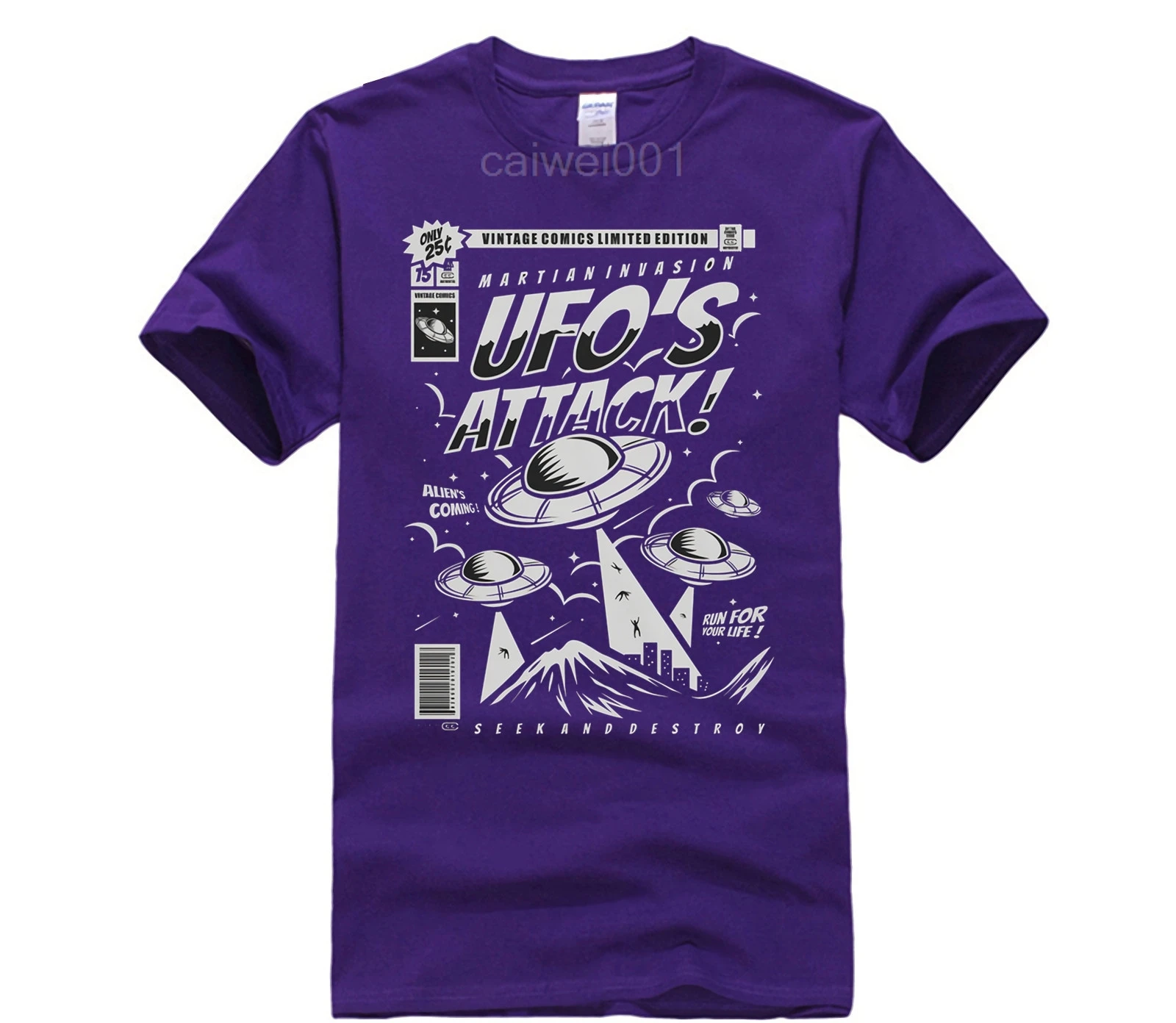 

tshirt men UFO T shirt Hot men's fun casual print T-shirt Summer Fit Slim Men 100% Cotton Men's Sportswear T-shirts