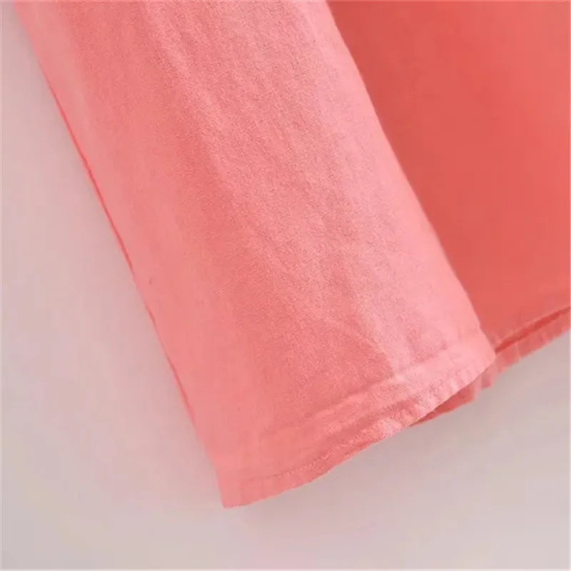 

PSEEWE Za 2021 Long Dress Women Ruffle Summer Woman Dresses Ruched Short Puff Sleeve Midi Shirt Dress Button Casual Dresses