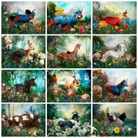 5d diy diamond painting forest animal embroidery full round square drill cross stitch kits flower mosaic pictures home decor