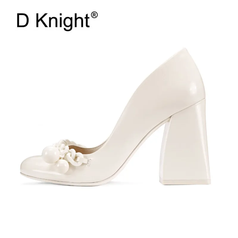 Осенняя обувь на высоком квадратном каблуке женские туфли лодочки из