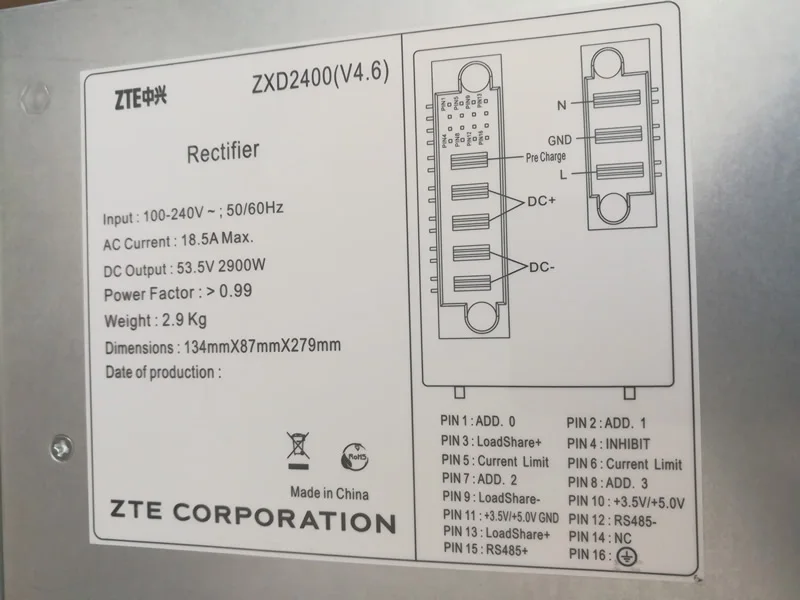 ZXD2400 V4.6/V4.3 версия коммуникационного блока выпрямителя питания
