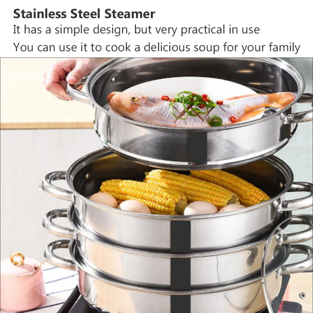 

1pc Stainless Steel Stockpot Multifunction Pot (Four-Layer, Super Thick-28cm)