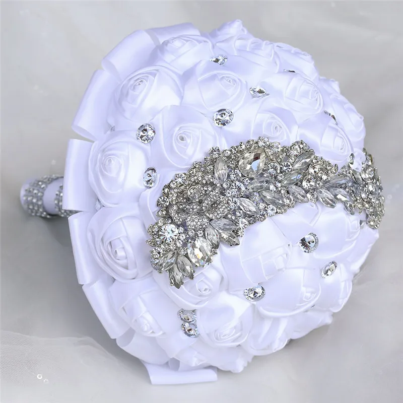 WifeLai-белый атласный искусственный букет цветов Свадебный невесты подружки с