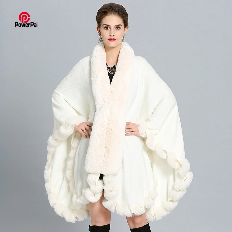 Женская Длинная накидка из искусственного меха зимняя длинная Вязаная