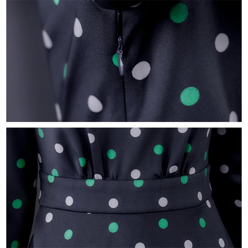 

Temperament Patchwork Casual Dress Women Autumn 2020 new Knee-Length Dress Fashion Long Sleeve Print A-Line Dress Female Dress