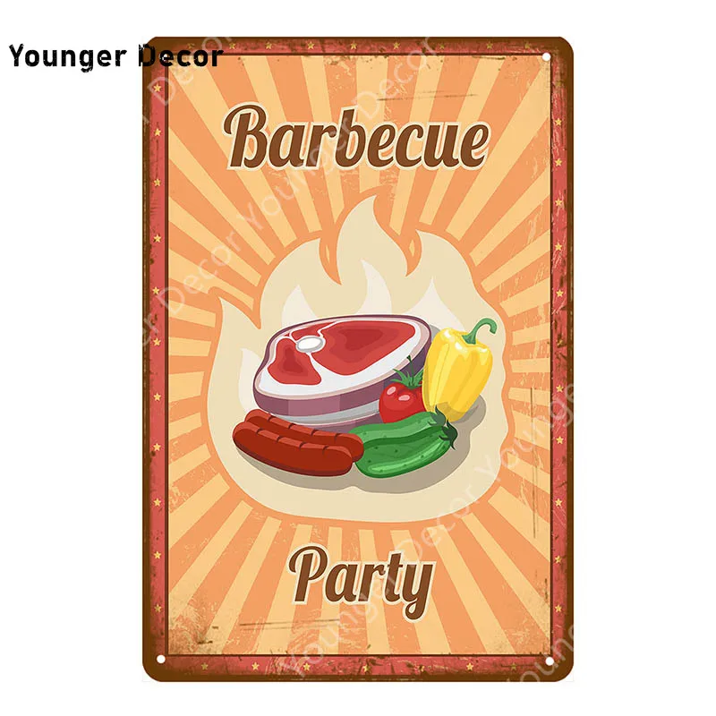 Техас барбекю Металлические знаки Семья день гриль вечерние плакат стейк дом