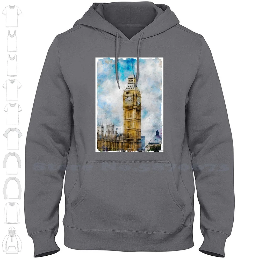 Худи с изображением большого Бена в Вестминстере акварельные худи свитшот для