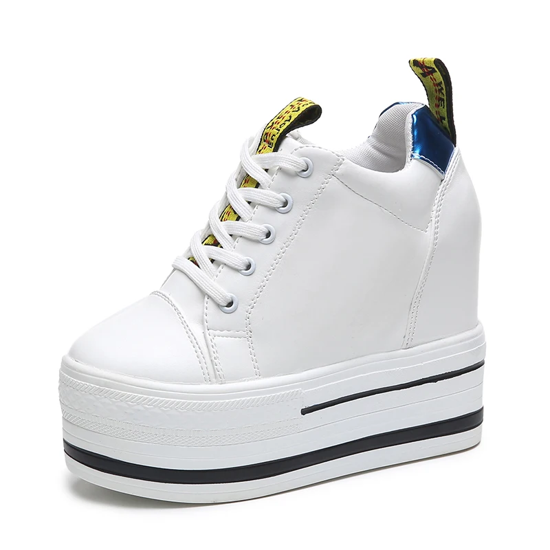 2018 Hidden Heels Women Platform Wedge Sneakers Ladies Leather Casual Black White Shoes Tenis Feminino Zapatillas Deportivas | Обувь
