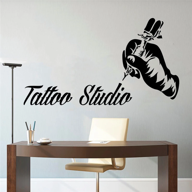 

Виниловая наклейка с логотипом тату-студии, искусственная Наклейка на стену, окно, художественные украшения, тату-салон, модель HY1390