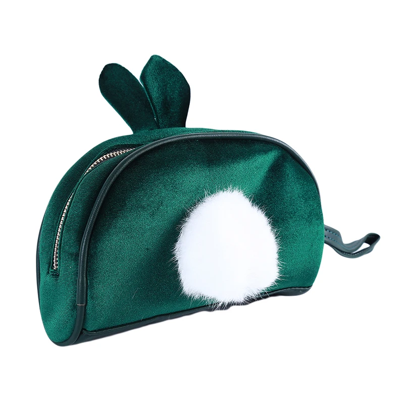 

Travel Makeup Case Sweet Plush Rabbit Ear Toiletry Pouch Women Fur Lolita Handbag Cosmetic Bag Girl Cute Make Up Organizer