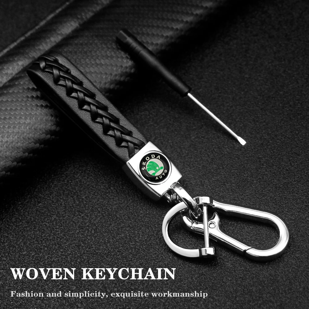 

Car Keychain Car Logo 3D Metal Leather Key Ring Auto Pendant Styling for Skoda Octavia 3 Kodiaq Rapid Car Accessories Key Chain