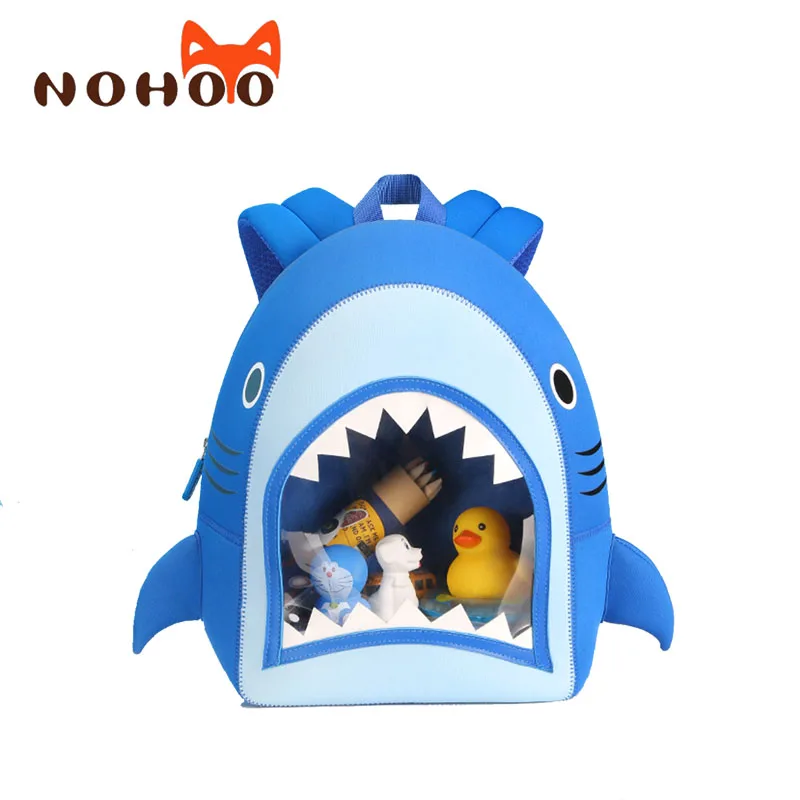 NOHOO Школьный рюкзак мальчик Мультфильм 3D для школы акула синий детская сумка