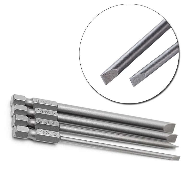 

4pcs 1/4\\\\\\\\\\\\\\\\\\\\\\\\\\\\\\\" Hex Slotted Screwdriver Bits Silver S2 Alloy Steel Hole Drilling Tools