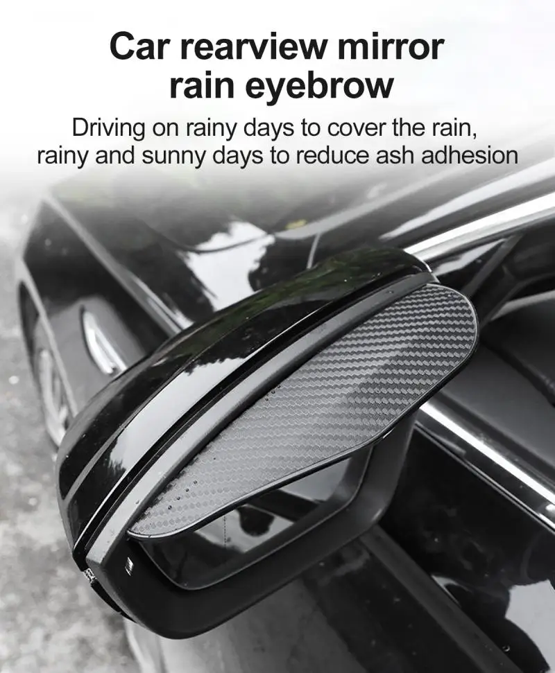 

2Pcs Carbon Fiber Car Rear View Mirror Sticker Rain Shield Guard Auto Rearview Mirrors Rain Shade Rainproof Eyebrow Accessories