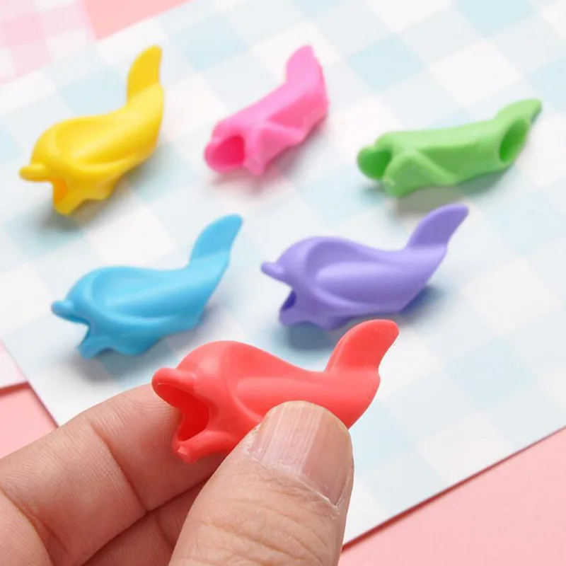 

6pcs/lot Kawaii Silicone Student Pen Holder Children Learning To Write Aid Correction Device Tools Fish Pencil Grips Kids Gift