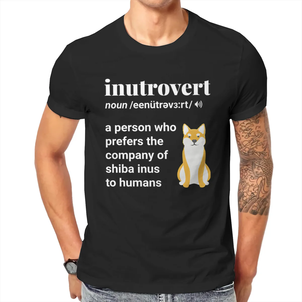 

Забавная футболка Inutrovert с изображением Сиба-ину, мамы, папы, подарок, Мужская футболка, летняя футболка