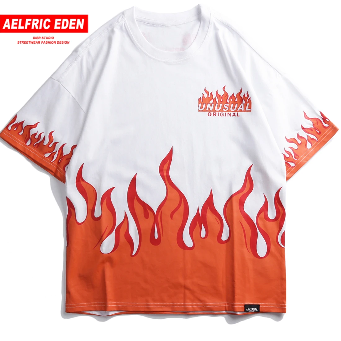 Aelfric Eden пламя шаблон печати топы с короткими рукавами Для мужчин 2019 летняя