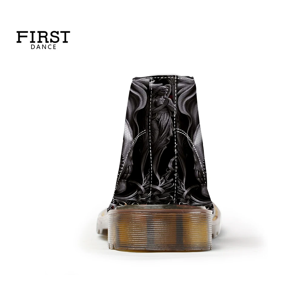 Новинка 2019 стильные модные ботинки для женщин ботильоны с принтом черепа