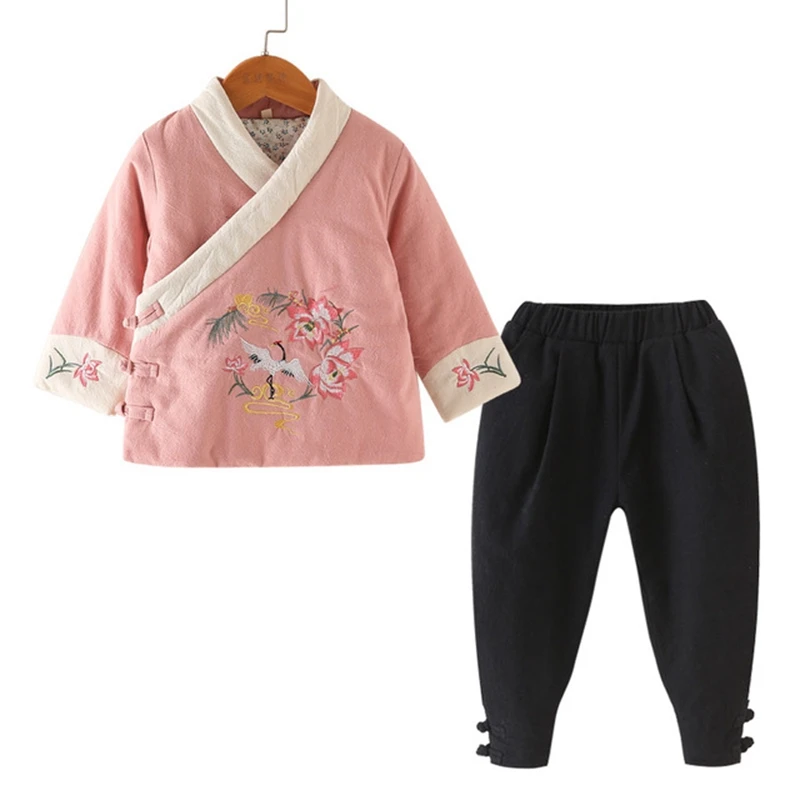 

Peony Crane Crane Cotton Hanfu Chinese Style Warm Clothing Winter National Style Retro Clothing Cotton Baby Novelty Tang Suit