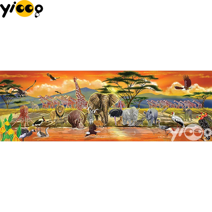

Full Square Drill Diamond Painting Cross Stitch 5D Embroidery African Animals Rhinestone Mosaic Home Decor Gift XD0112